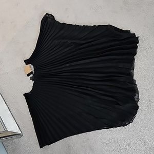 Steve Madden Sheer Black Pleates Top NWT!